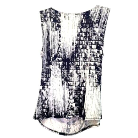 Black White Lightweight Cut Out Strappy Back Sleeveless Dressy Summer Top Blouse - Picture 1 of 5